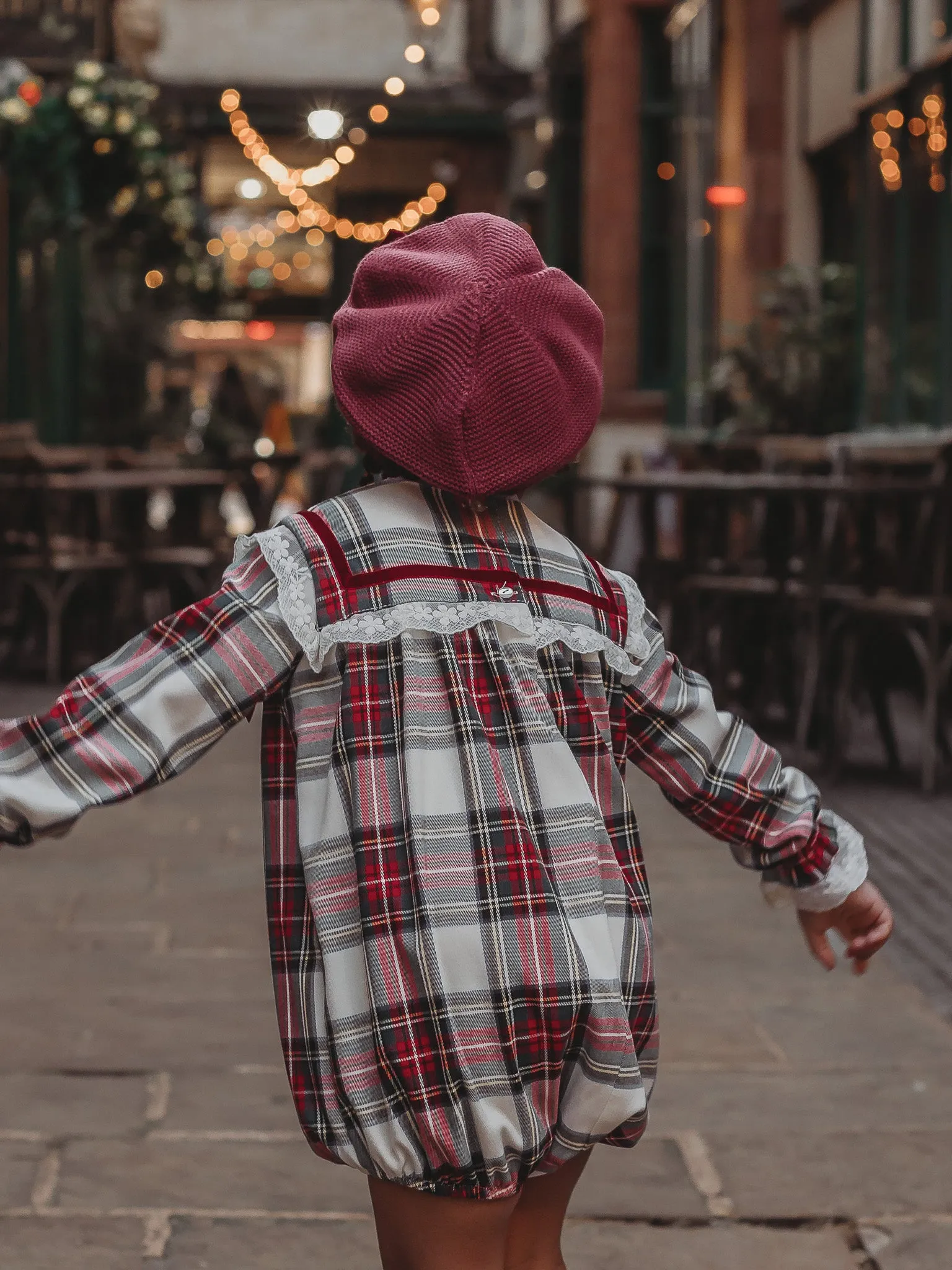 'Noelle' Tartan & burgundy romper