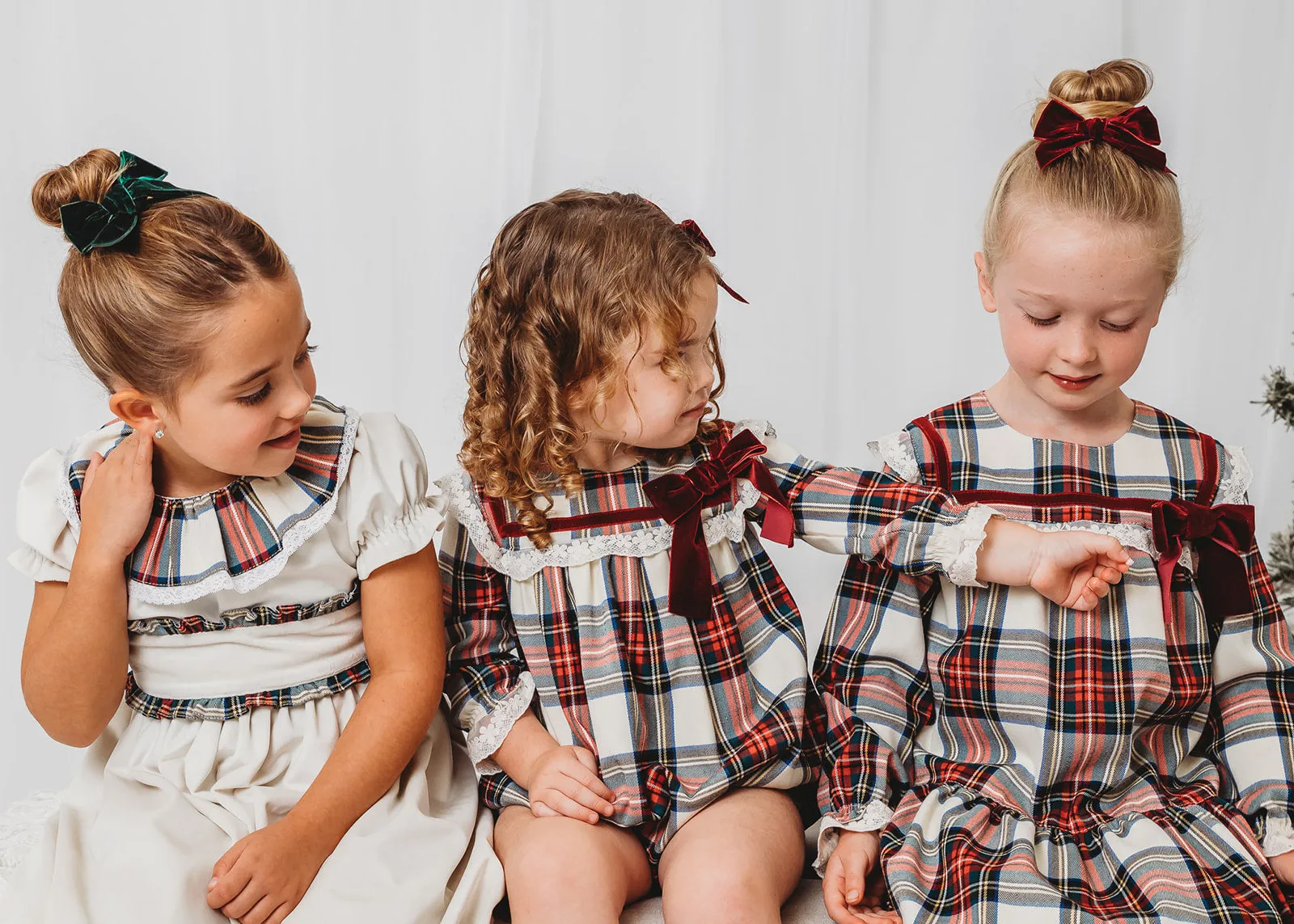 'Noelle' Tartan & burgundy romper