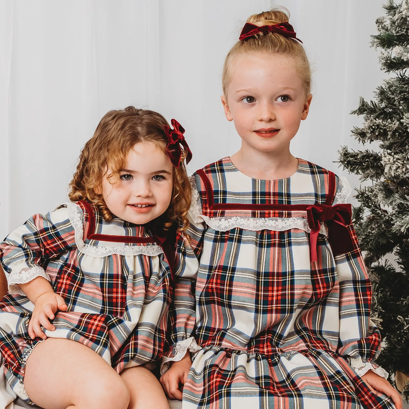 'Noelle' Tartan & burgundy romper