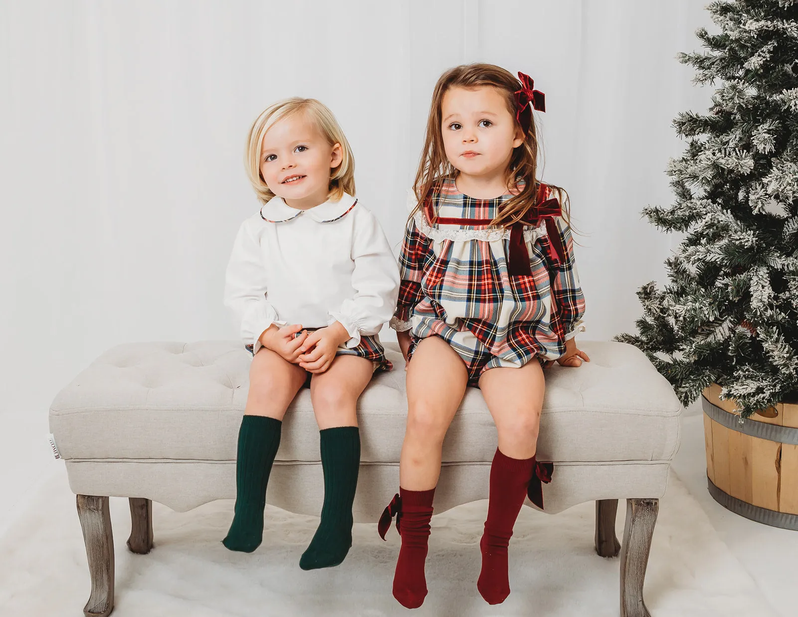 'Noelle' Tartan & burgundy romper