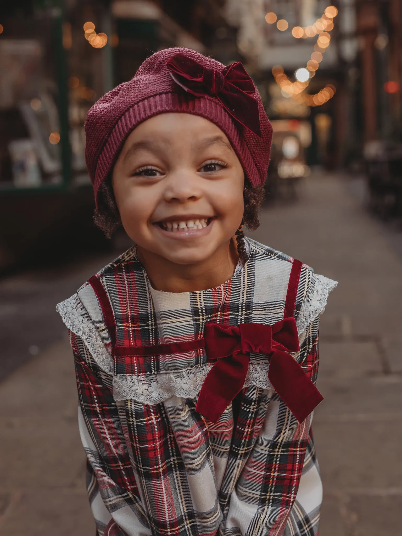 'Noelle' Tartan & burgundy romper