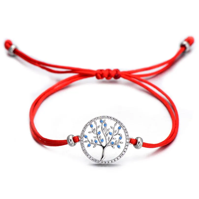 Pacific Rhinestone Tree of Life Lucky String Bracelet