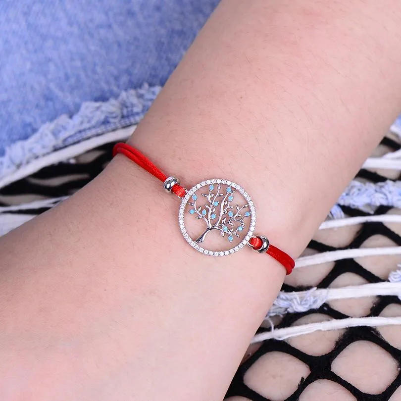 Pacific Rhinestone Tree of Life Lucky String Bracelet