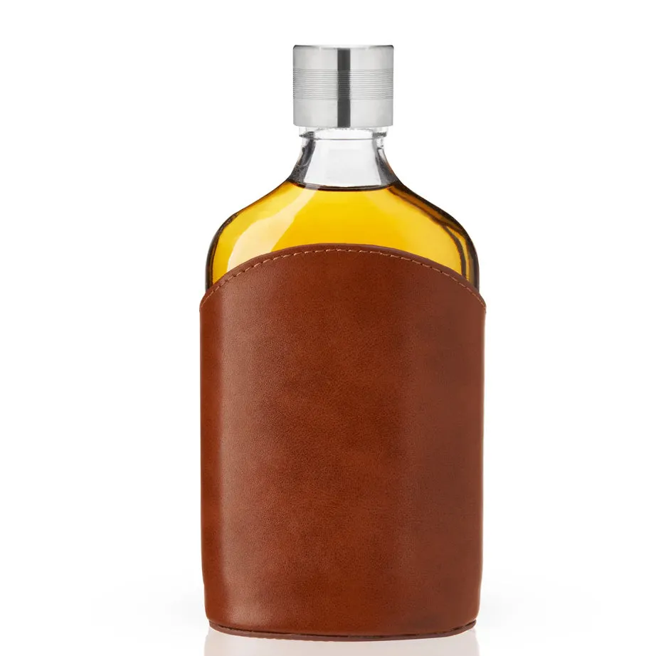 Parker Leather-Wrapped Glass Flask