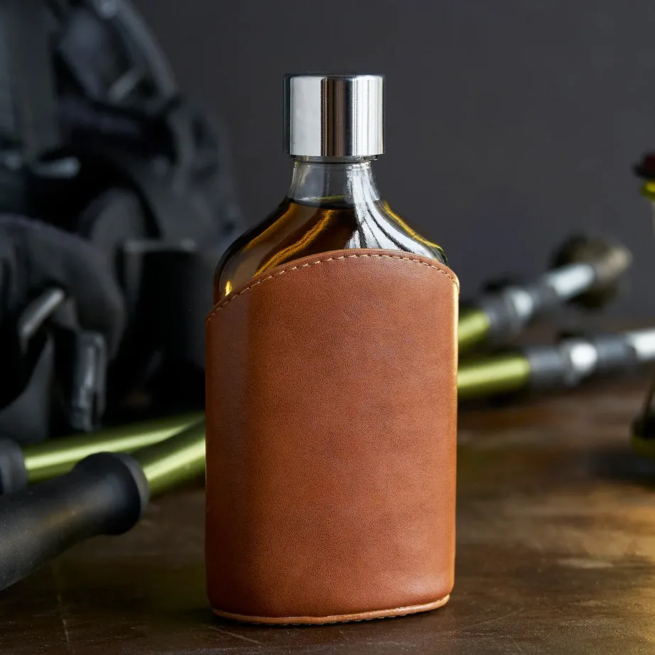 Parker Leather-Wrapped Glass Flask