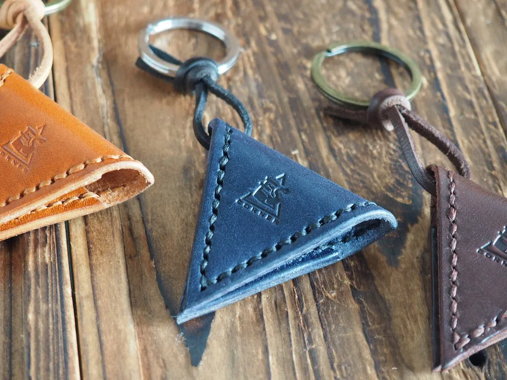 Personalized Leather Guitar Pick Holder Keychain #Navy Blue