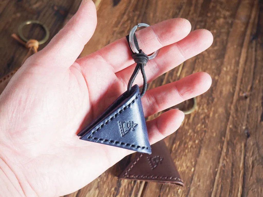 Personalized Leather Guitar Pick Holder Keychain #Navy Blue