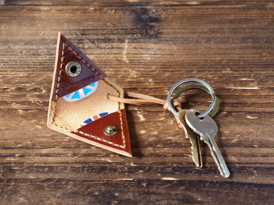 Personalized Leather Guitar Pick Holder Keychain #Whiskey Brown