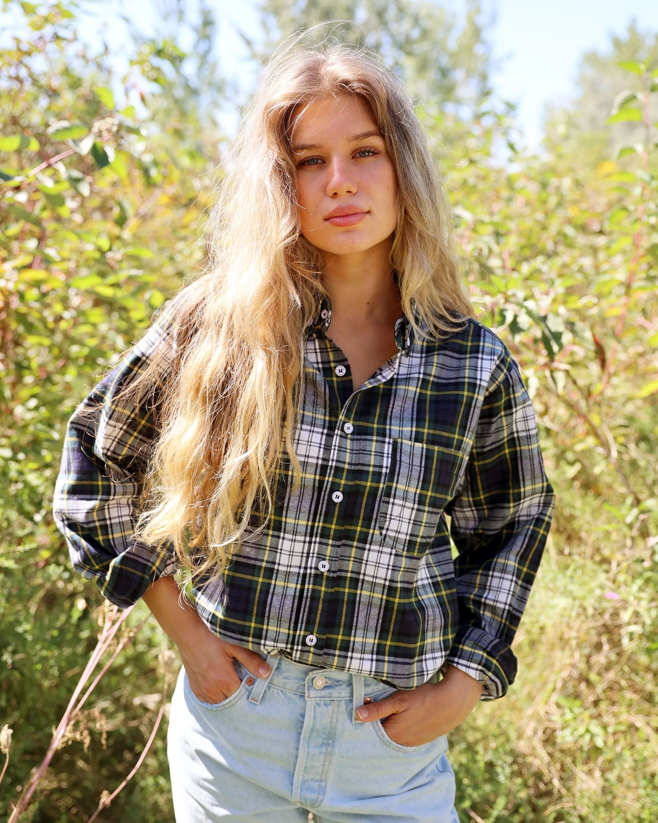 Plaid Flannel Shirt Navy - Unisex