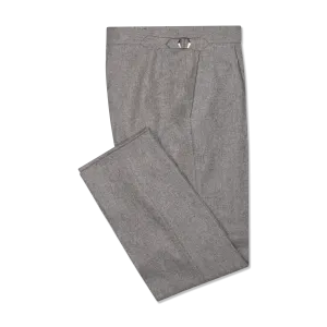 Pleat Front Trouser in Light Grey Flannel