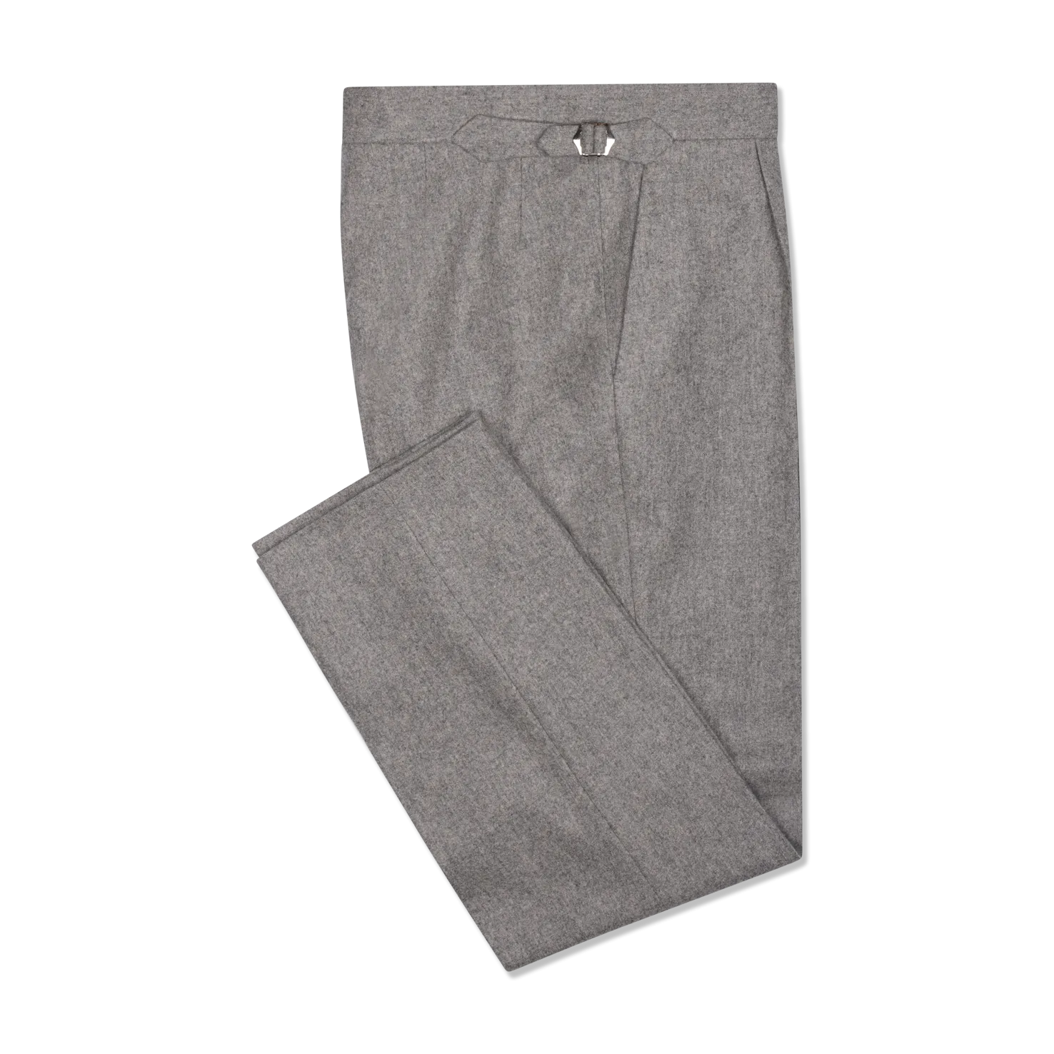 Pleat Front Trouser in Light Grey Flannel