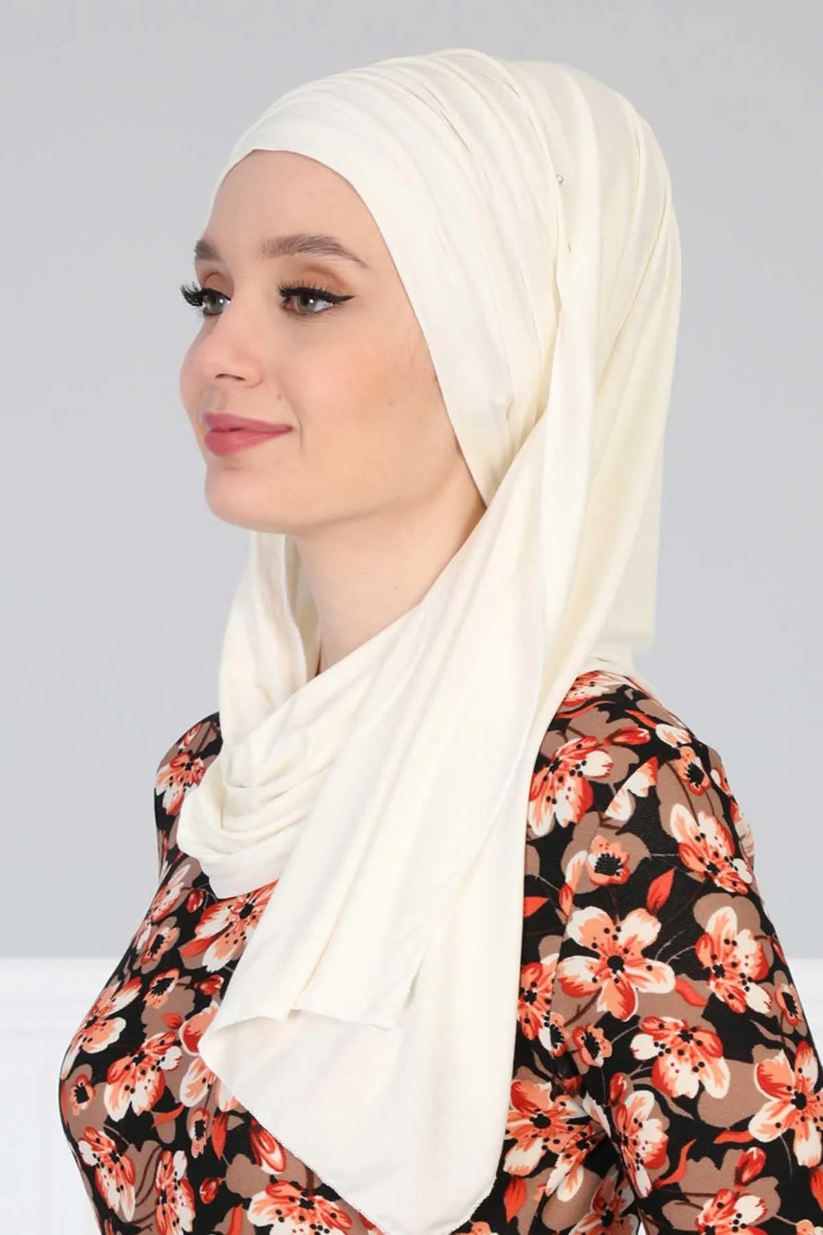 Premium Jersey Shawl Hijab for Women, Easy to Wear Cotton Headscarf, Lightweight and Breathable Instant Jersey Shawl, Mother's Day Gift,BT-1