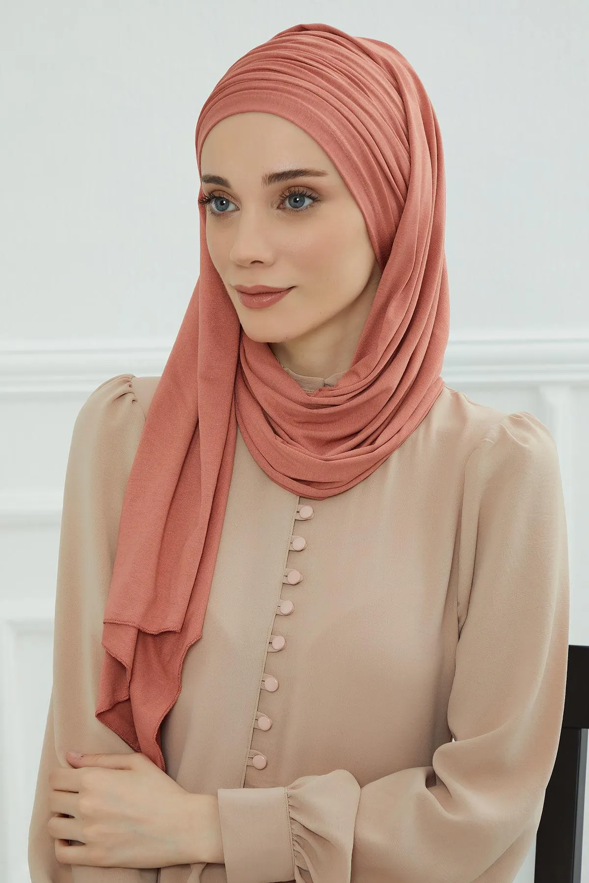 Premium Jersey Shawl Hijab for Women, Easy to Wear Cotton Headscarf, Lightweight and Breathable Instant Jersey Shawl, Mother's Day Gift,BT-1