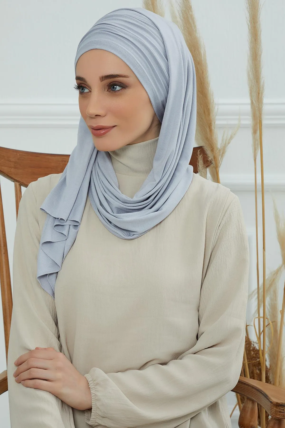 Premium Jersey Shawl Hijab for Women, Easy to Wear Cotton Headscarf, Lightweight and Breathable Instant Jersey Shawl, Mother's Day Gift,BT-1