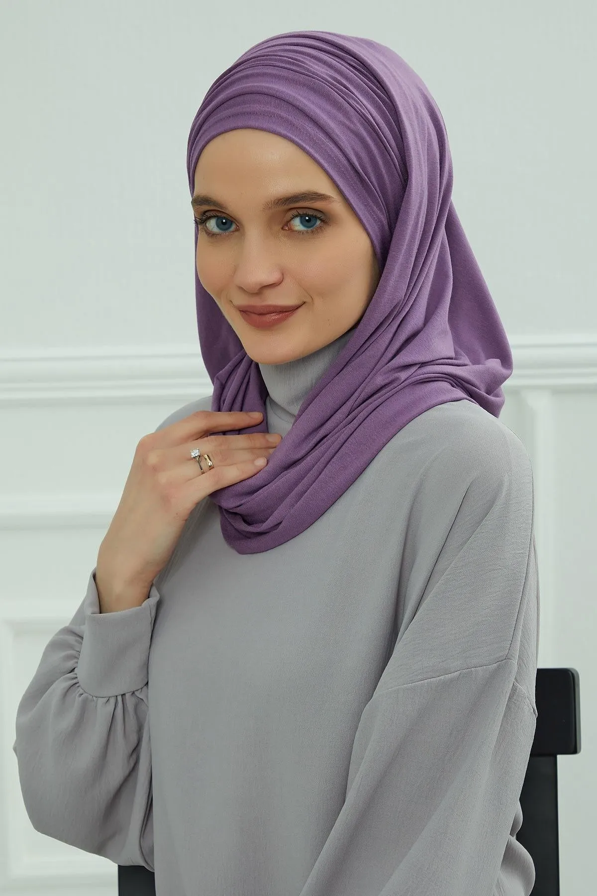 Premium Jersey Shawl Hijab for Women, Easy to Wear Cotton Headscarf, Lightweight and Breathable Instant Jersey Shawl, Mother's Day Gift,BT-1