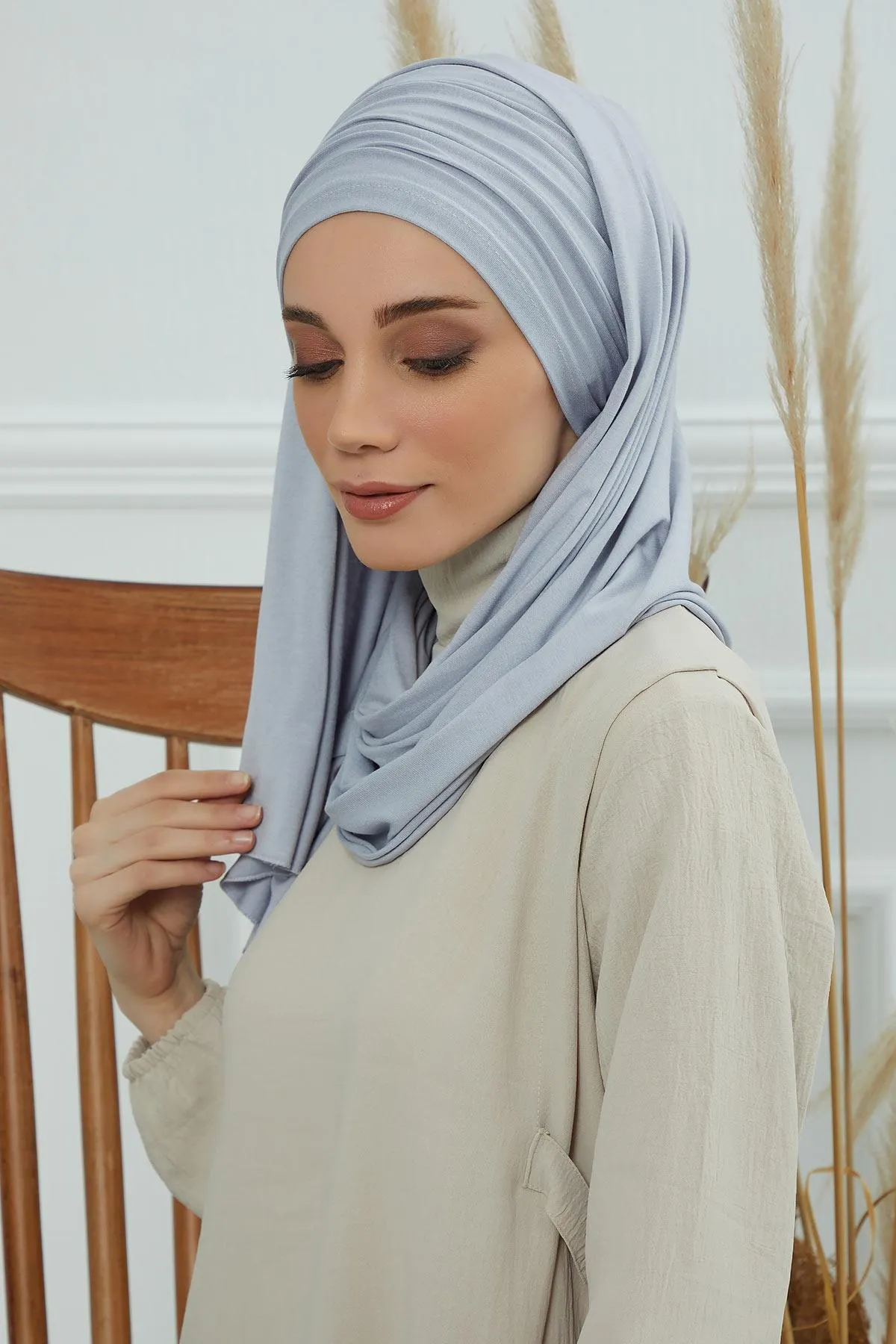 Premium Jersey Shawl Hijab for Women, Easy to Wear Cotton Headscarf, Lightweight and Breathable Instant Jersey Shawl, Mother's Day Gift,BT-1