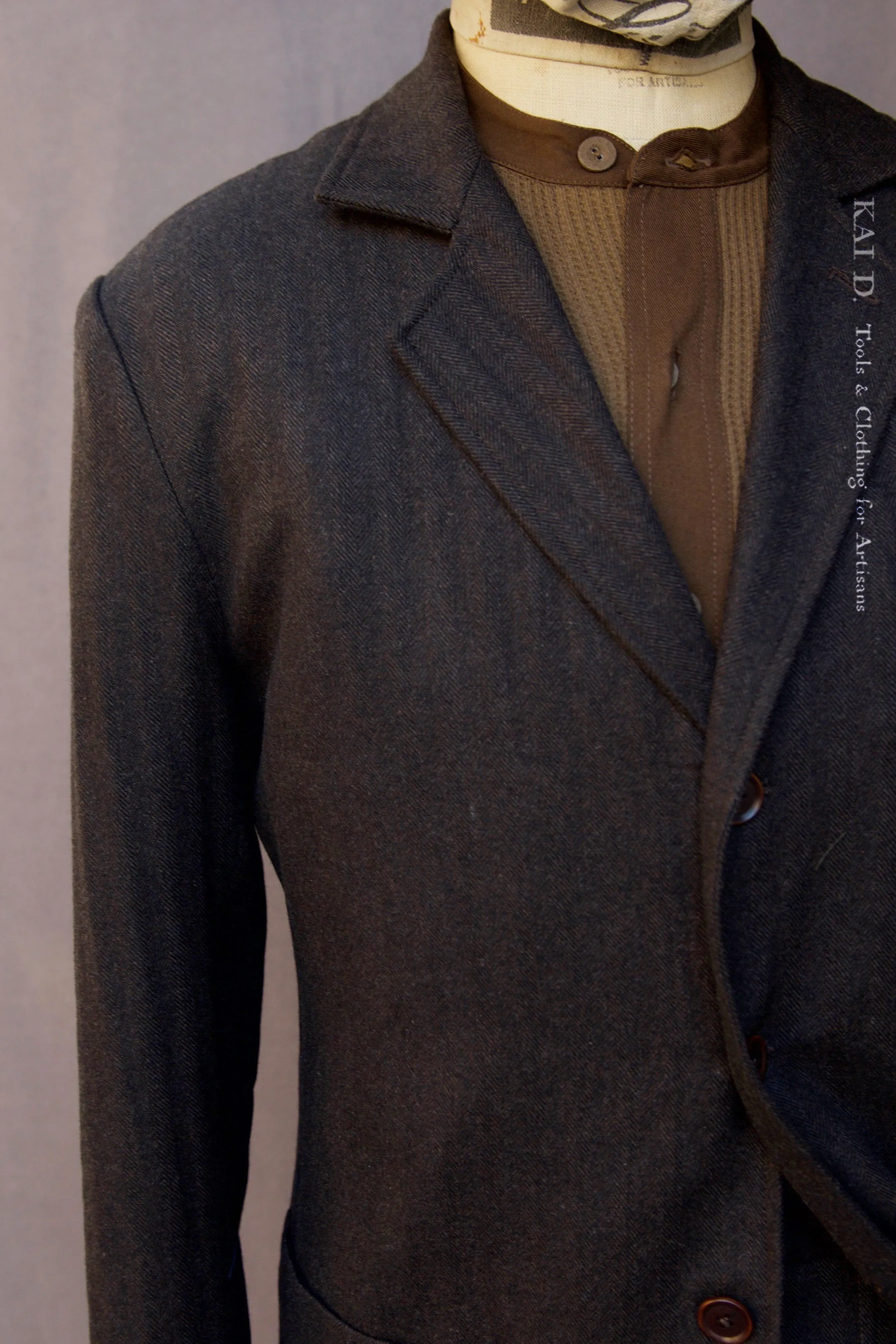 Shoemaker's Jacket - Brown Wool Herringbone  - M, L