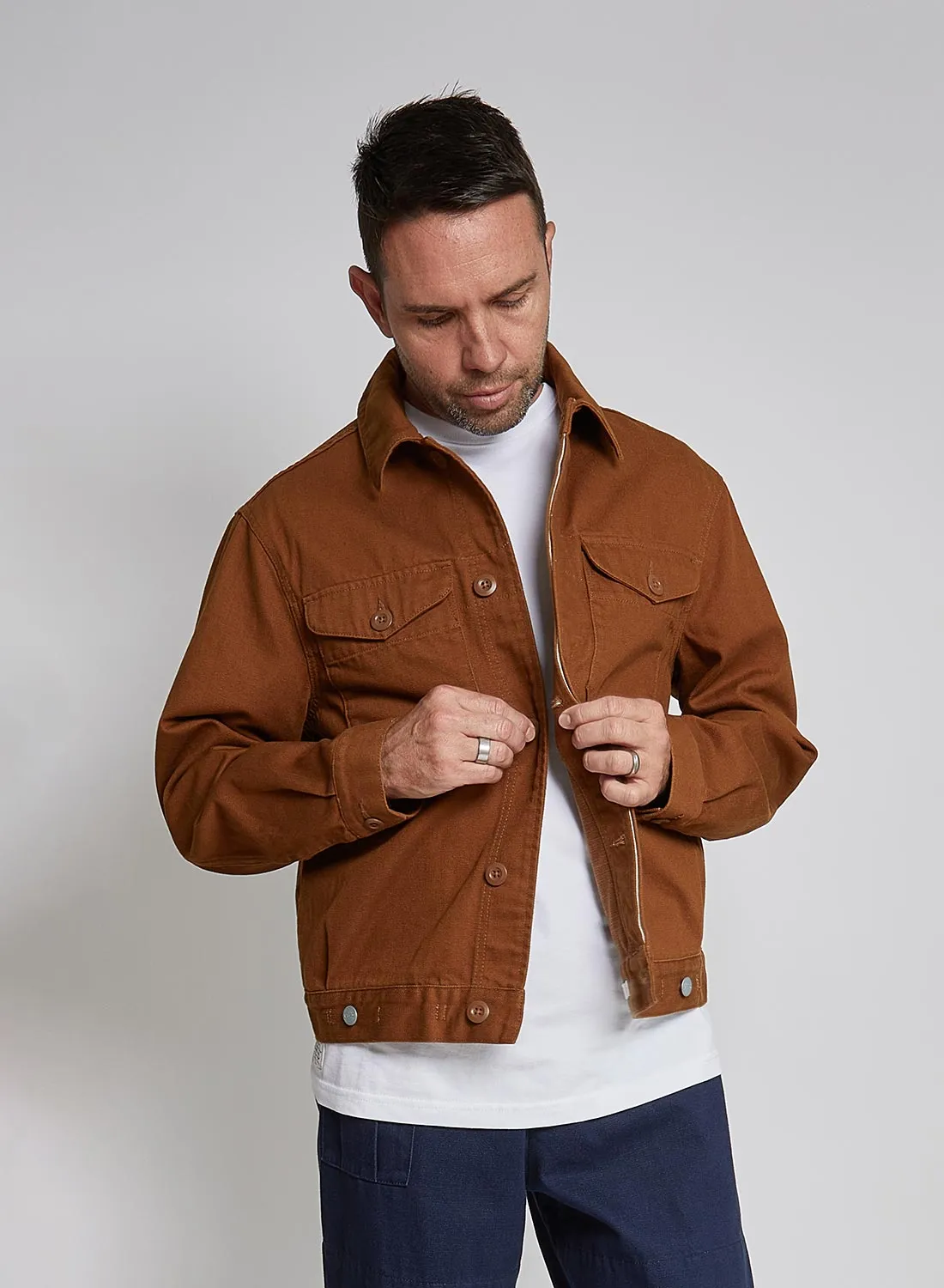 Short Jacket Heavy Cotton in Brown