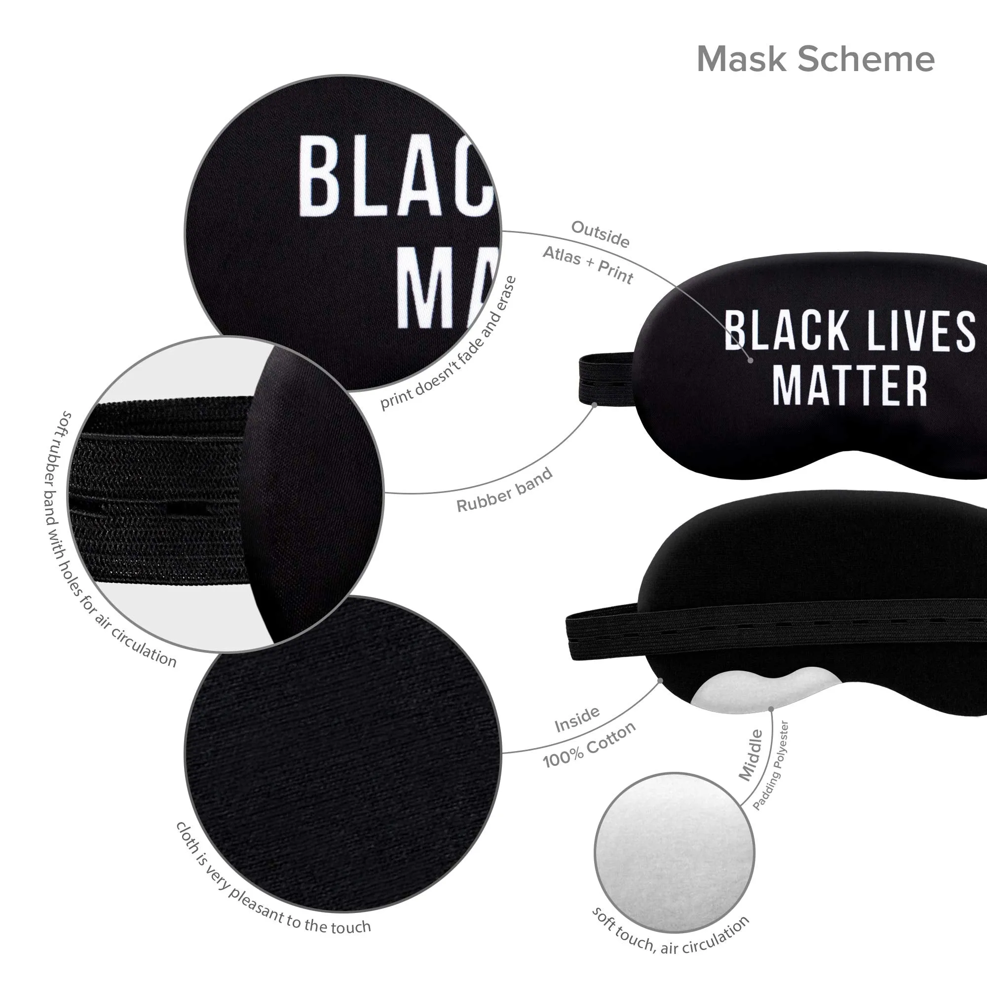 Sleep Mask BLM Matter Great America for Women Men Man - 100% Soft Cotton - Comfortable Eye Sleeping Mask Night Cover Blindfold Travel Mask (BLM3, Plastic Pack)