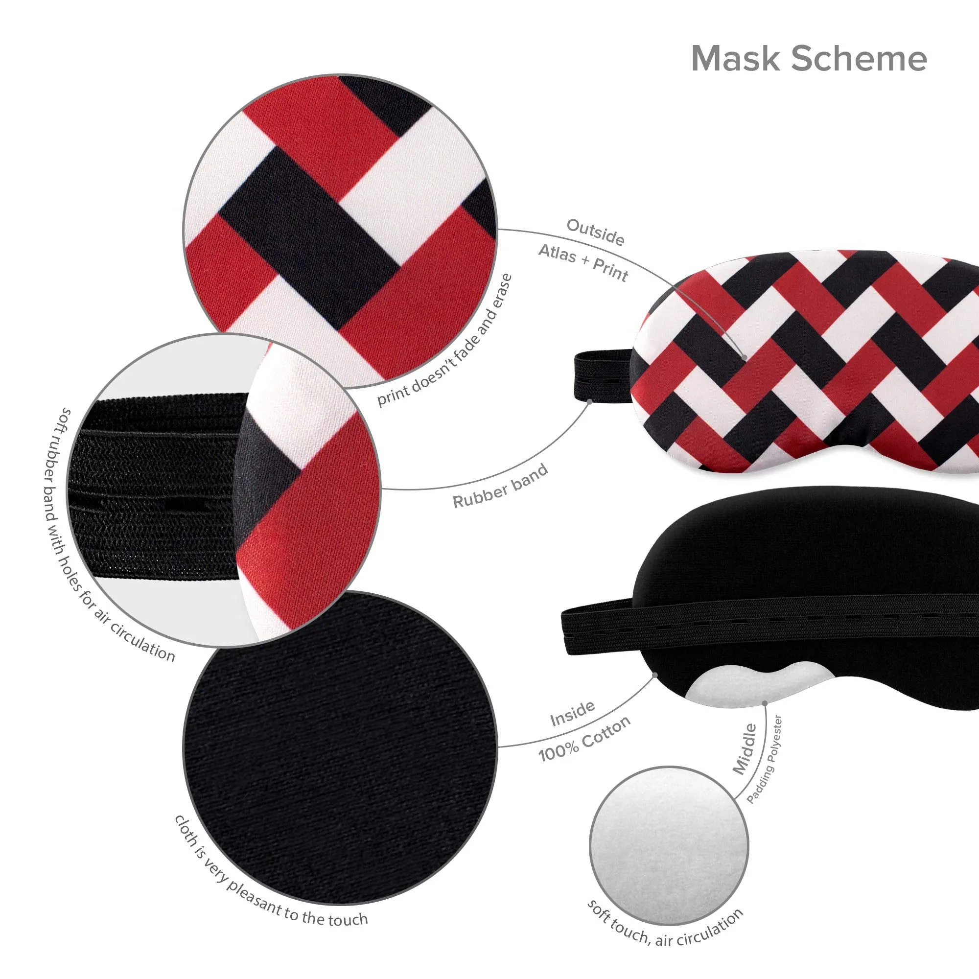 Sleep Mask Suprematizm Art Patterne Geometric Masterpieses for Women Men - 100% Soft Cotton - Comfortable Eye Sleeping Mask Night Cover Blindfold for Travel Airplane (Rusova, Plastic Pack)