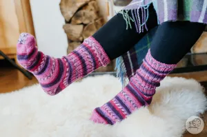 Stripe Fair Isle Walking Socks Ladies