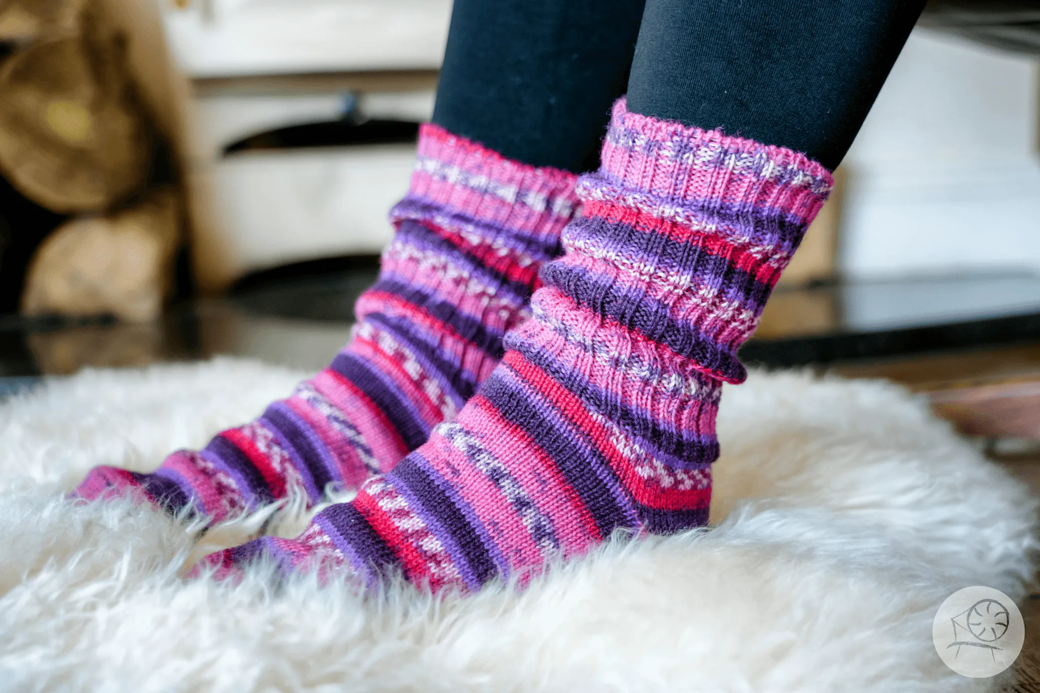 Stripe Fair Isle Walking Socks Ladies