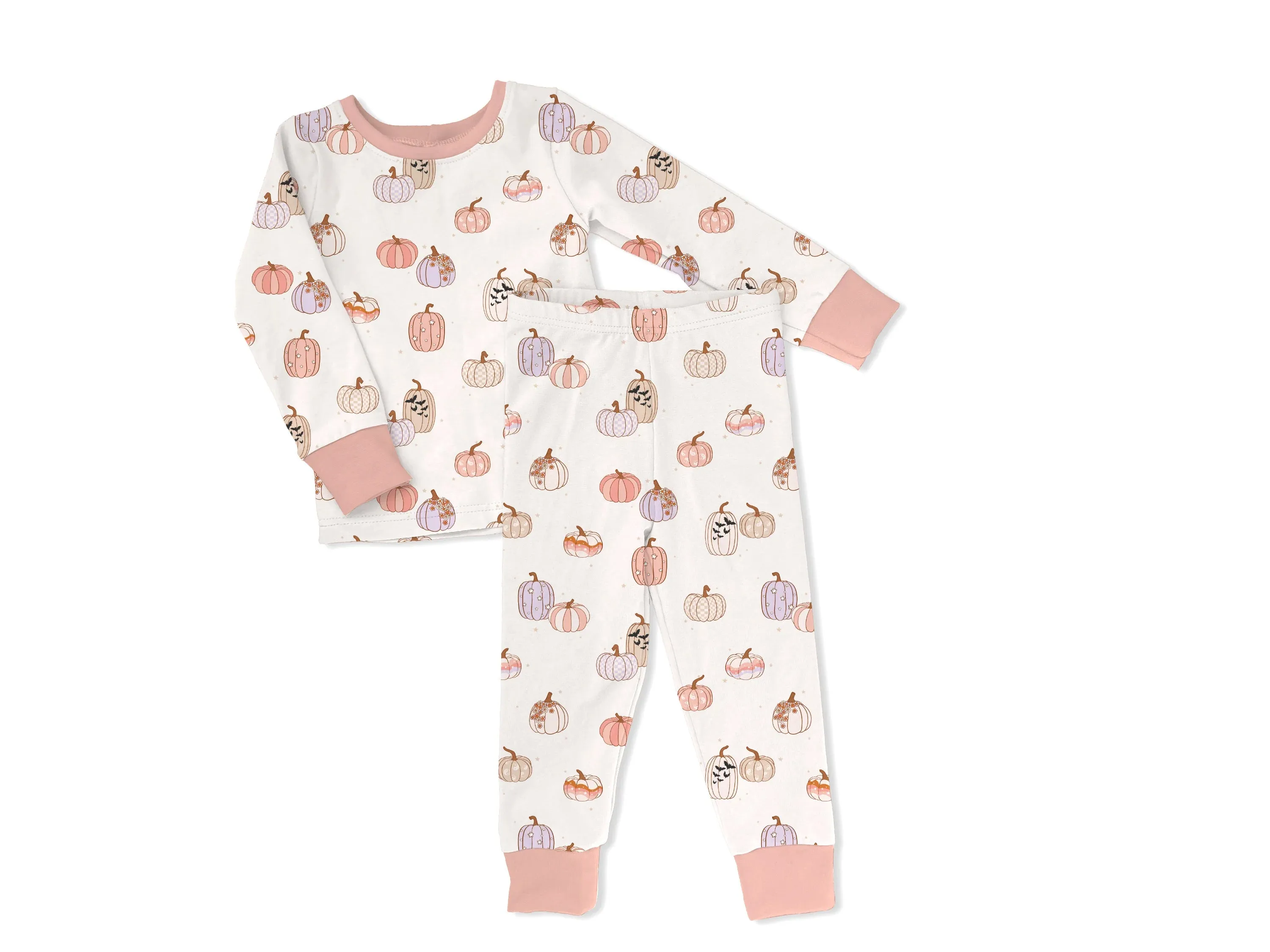 Sweet P Baby Co. 2 Piece PJ Set - Pink Whimsy Pumpkins