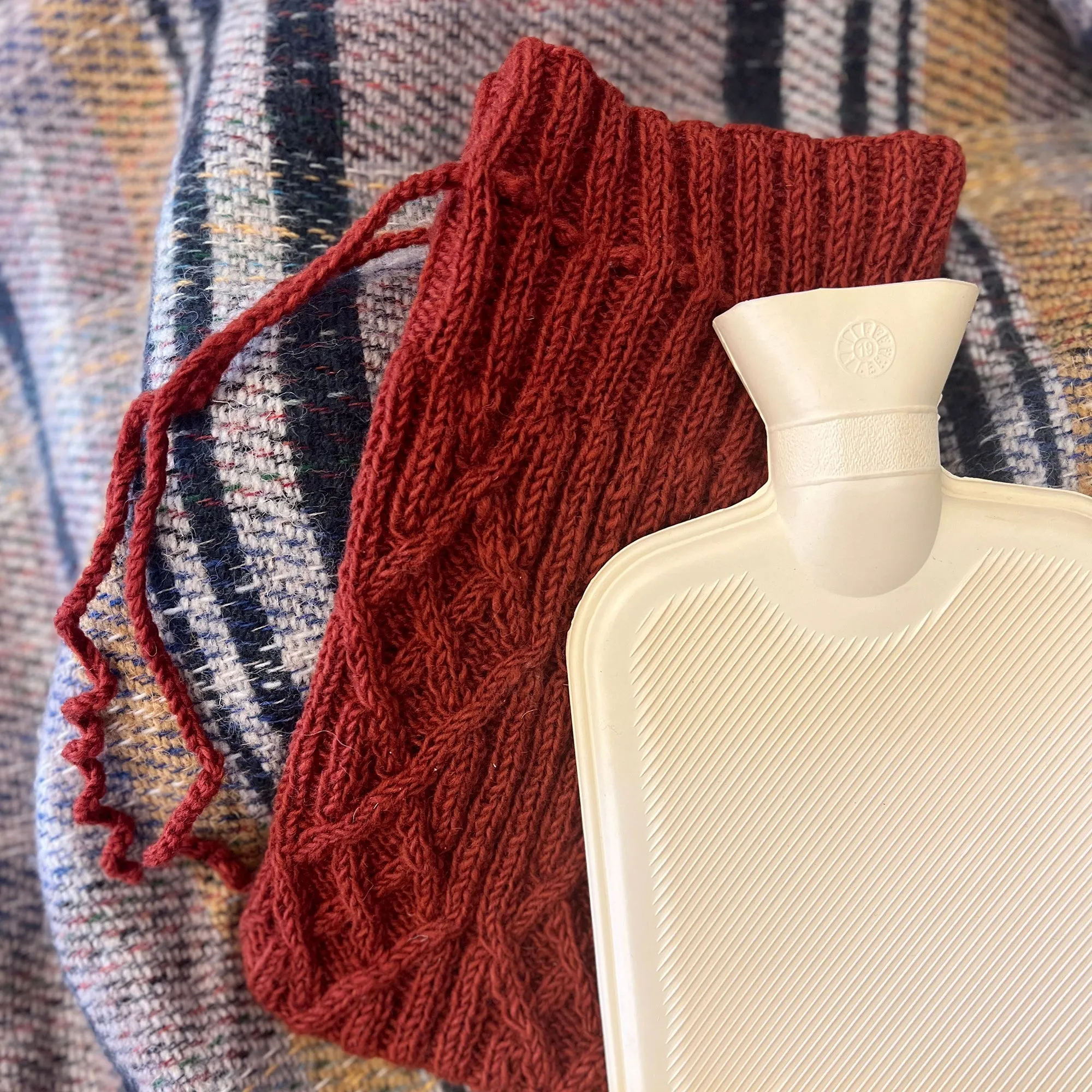 TAMASI Cable Handknit Wool Hot Water Bottle Cover