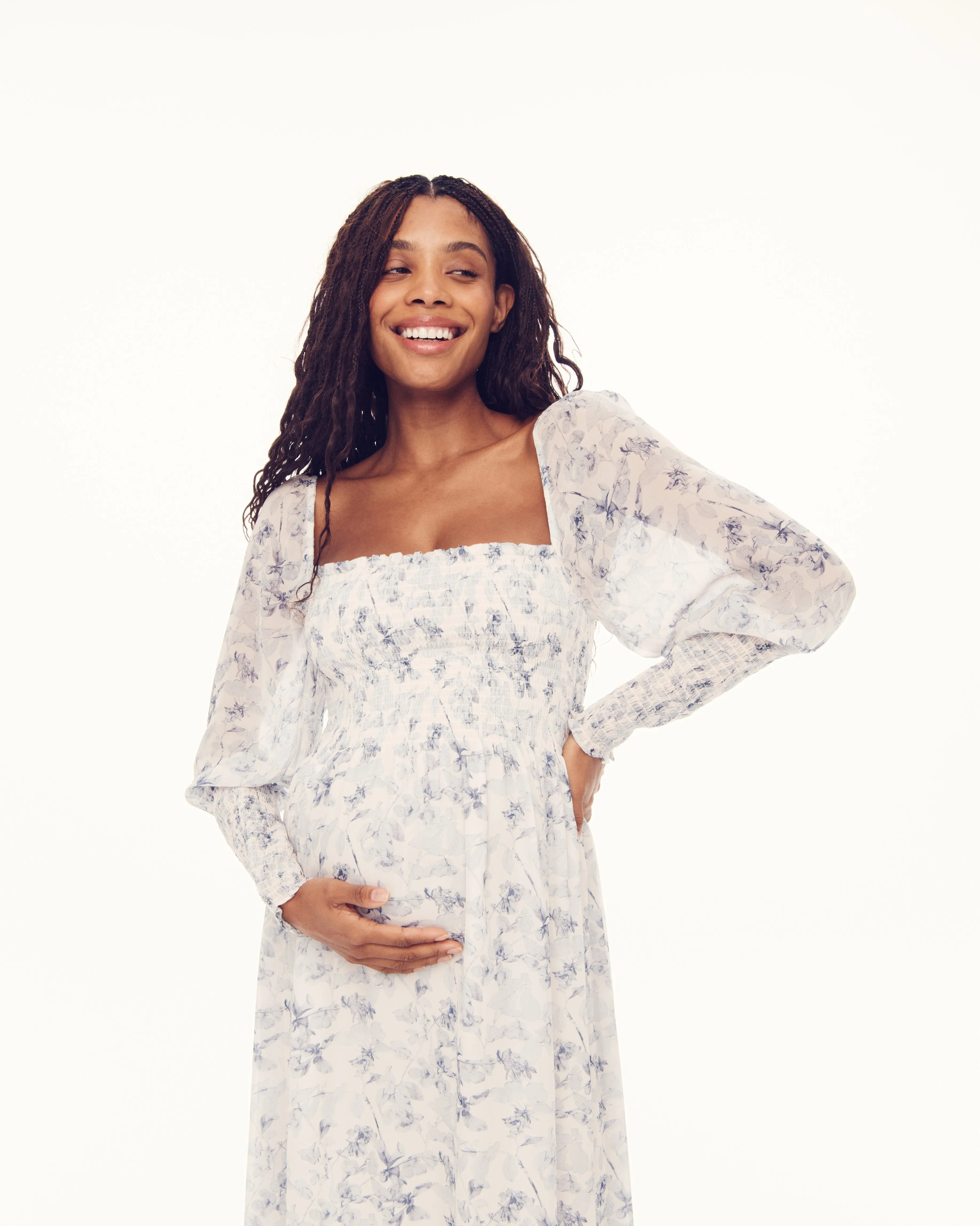 The Maternity Grace Maxi Nap Dress - Pressed Flowers Georgette