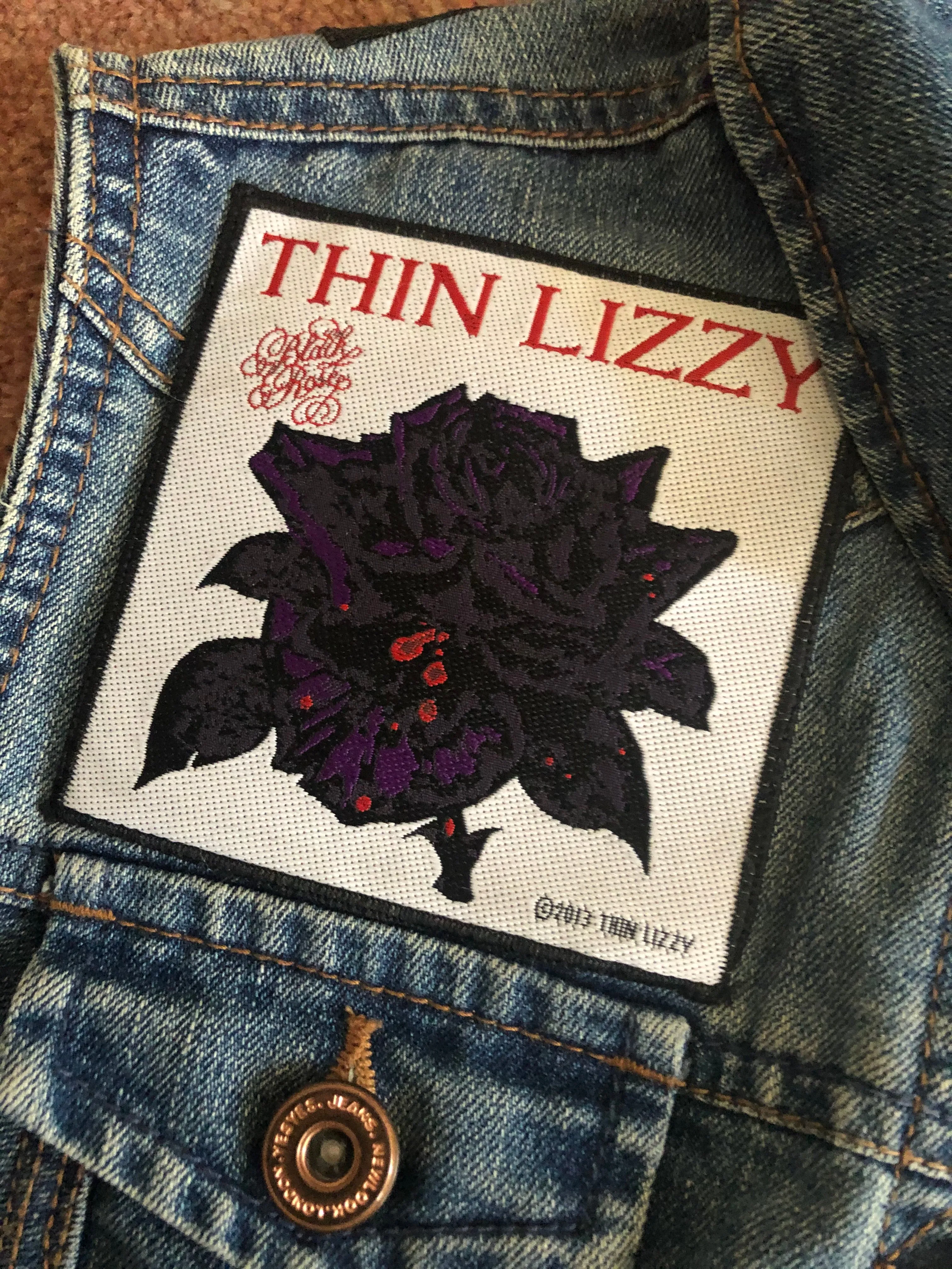 Thin Lizzy Black Rose Womens' Denim Cut-Off Waistcoat Phil Lynott Silouette