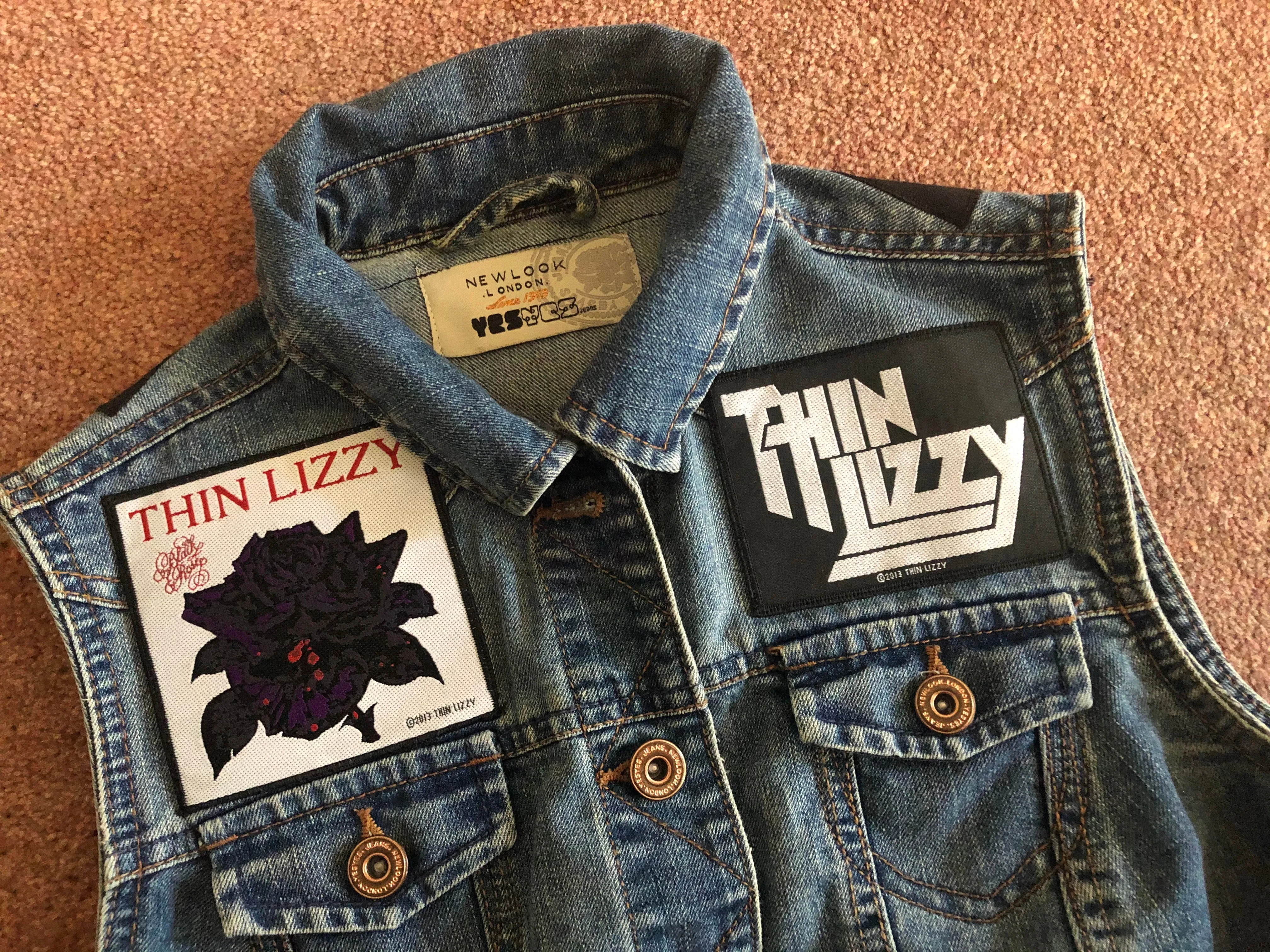 Thin Lizzy Black Rose Womens' Denim Cut-Off Waistcoat Phil Lynott Silouette