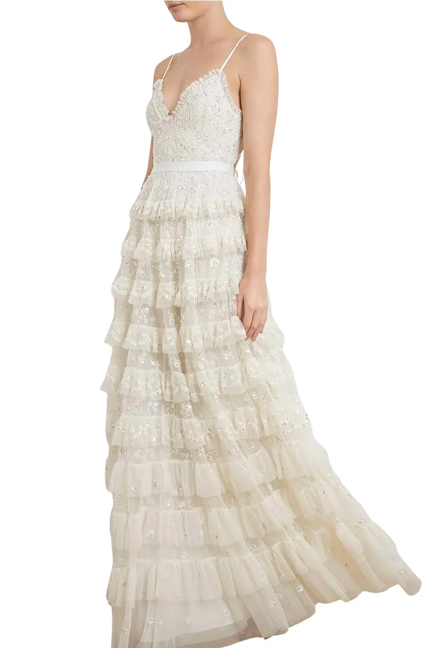 White Marie Tie Back Wedding Gown