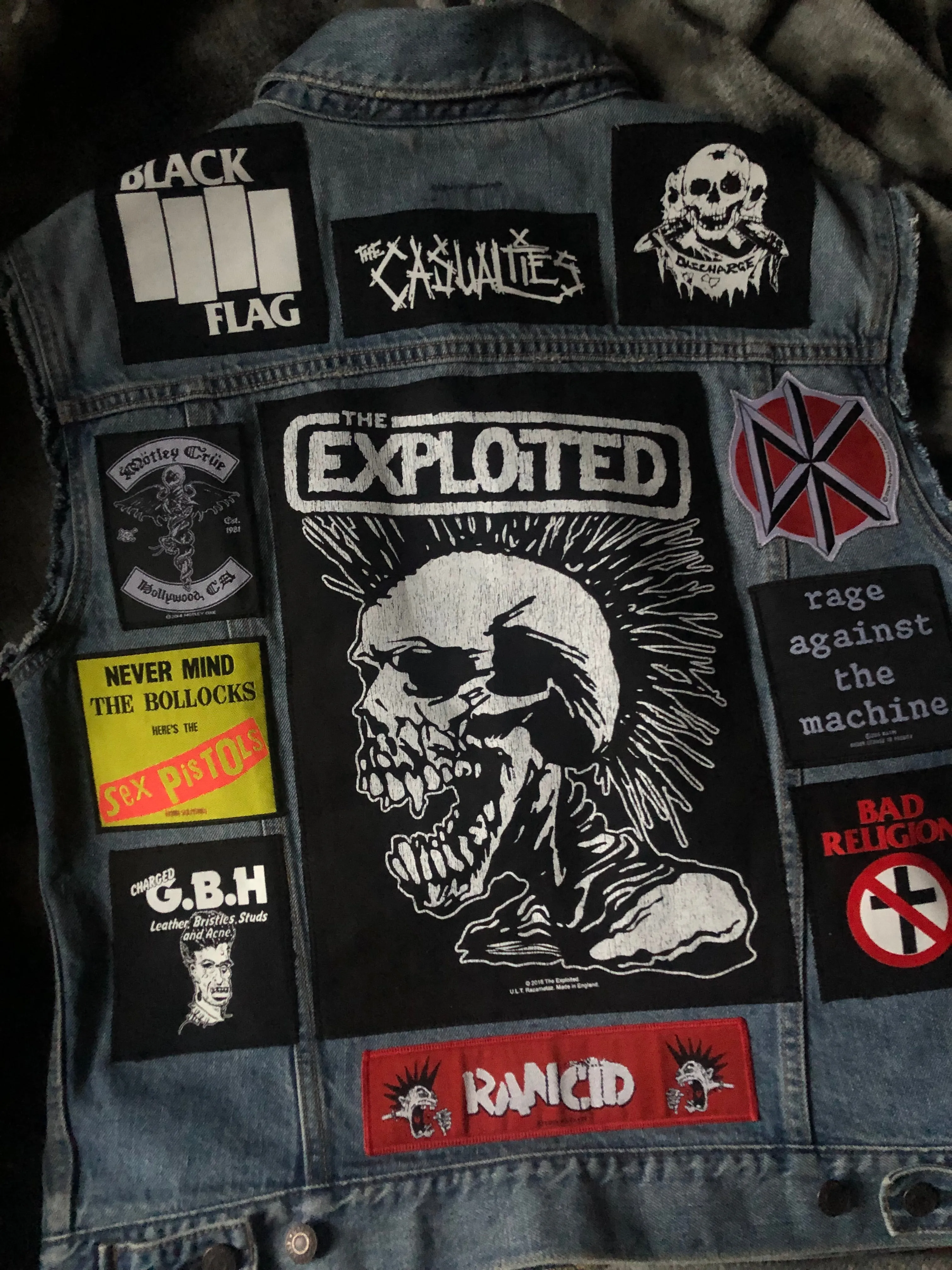 Your Personal Punk Rock Patch Collection/Selection Cut-Off Denim Battle Jacket Vest