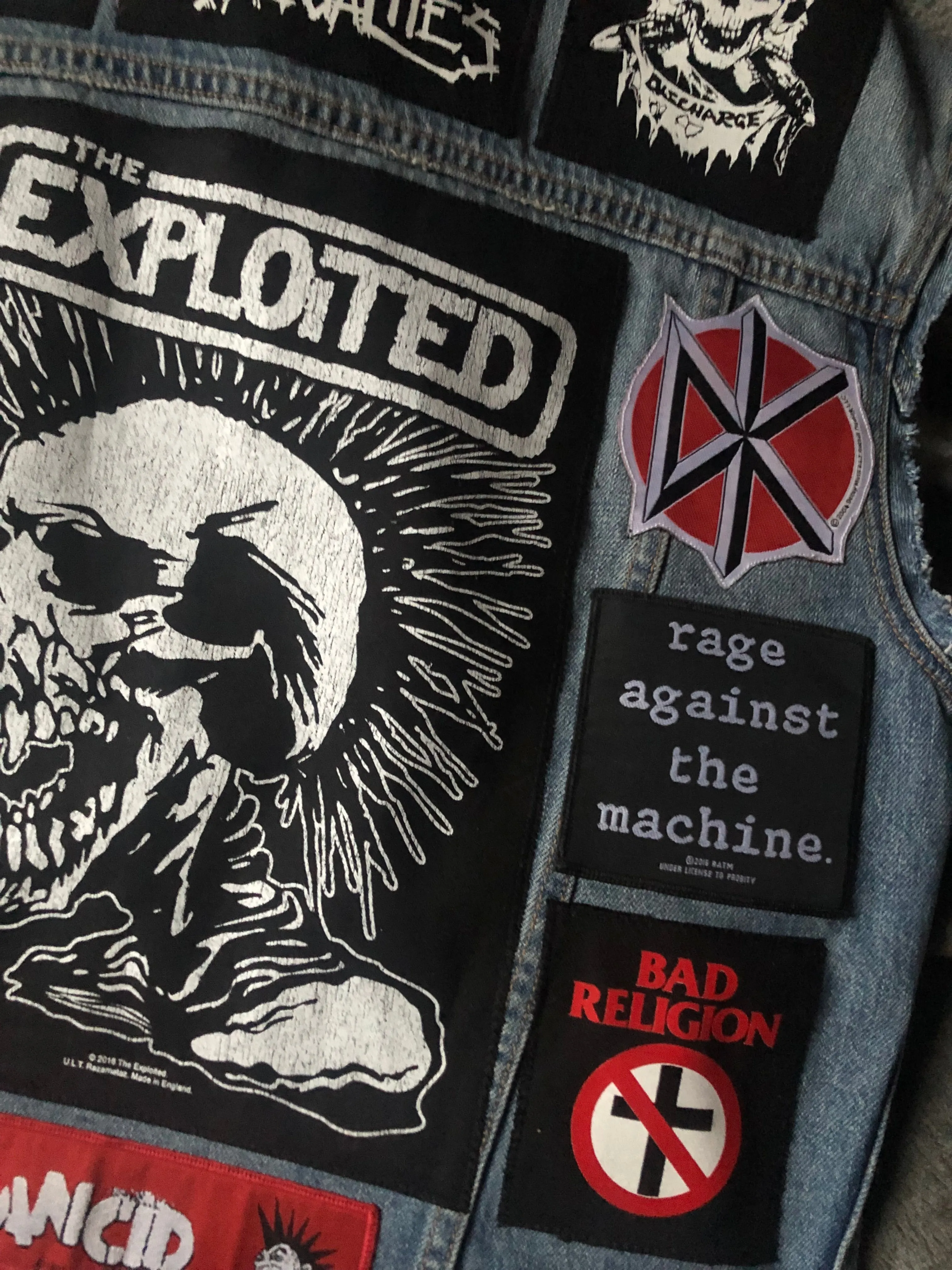 Your Personal Punk Rock Patch Collection/Selection Cut-Off Denim Battle Jacket Vest